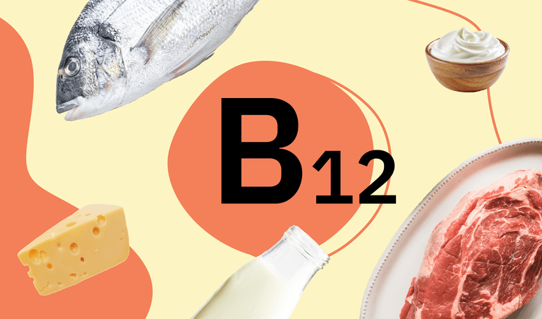 B12 can be found in seafood, fish, and dairy