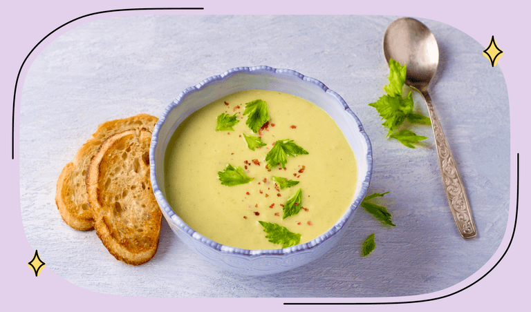 A delicious soup with celery leaves